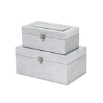 2 Piece Faux Leather Decorative Box Set