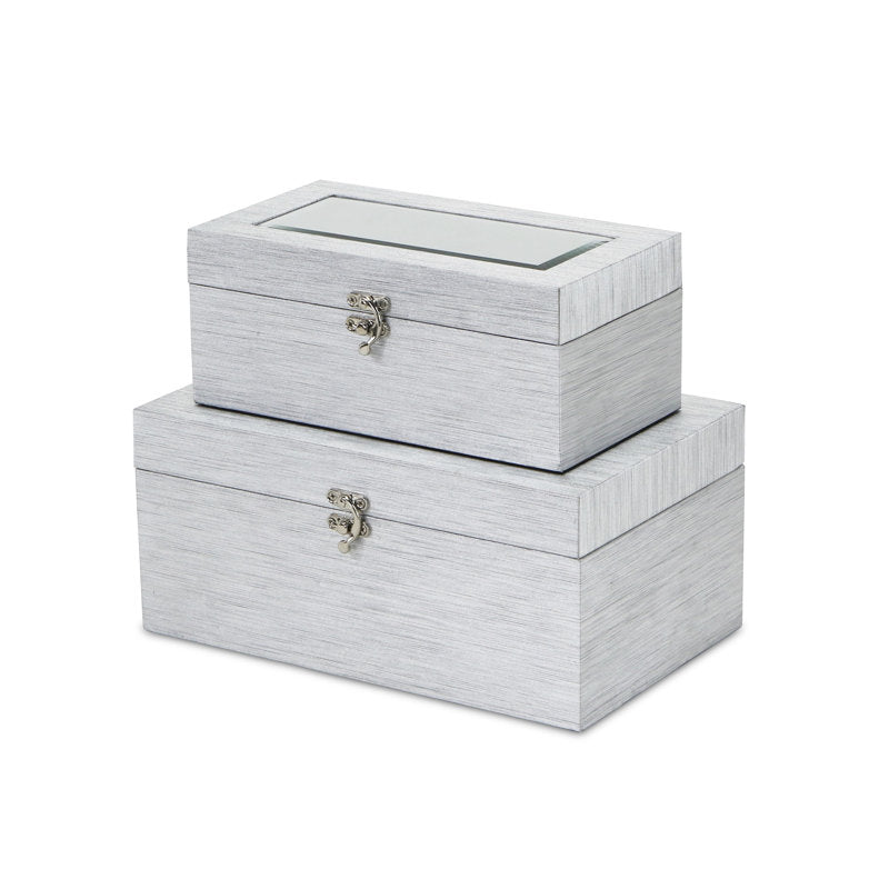 2 Piece Faux Leather Decorative Box Set