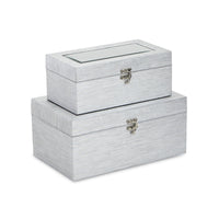 2 Piece Faux Leather Decorative Box Set