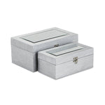 2 Piece Faux Leather Decorative Box Set
