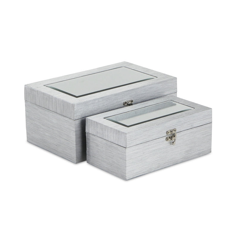 2 Piece Faux Leather Decorative Box Set