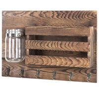 Farmhouse Key Holder With Mail Slot And Shelf, Rustic Wood Wall Mount Organizer For Keys