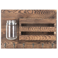 Farmhouse Key Holder With Mail Slot And Shelf, Rustic Wood Wall Mount Organizer For Keys