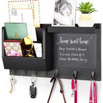 Solid Wood Wall Organizer with Key Hooks
