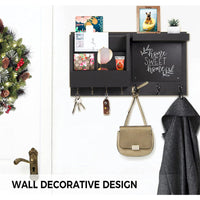 Solid Wood Wall Organizer with Key Hooks