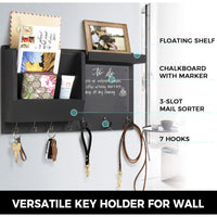Solid Wood Wall Organizer with Key Hooks