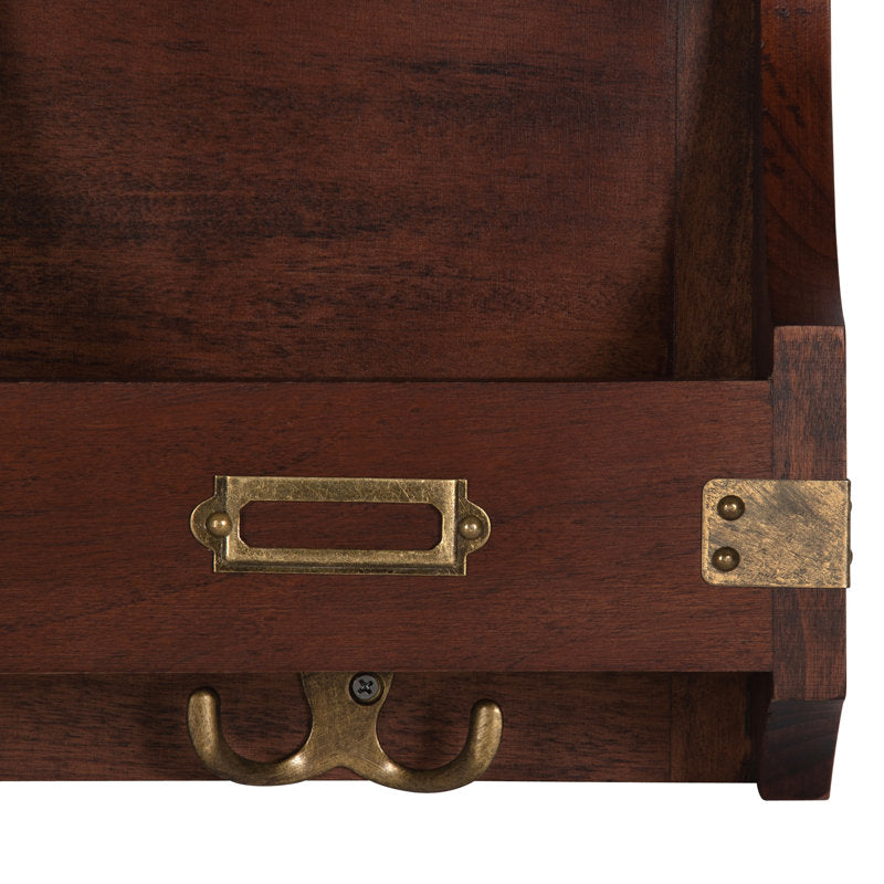 Atkins Solid Wood Wall Organizer with Key Hooks
