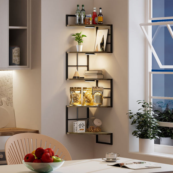 Floating Corner Shelves With Light