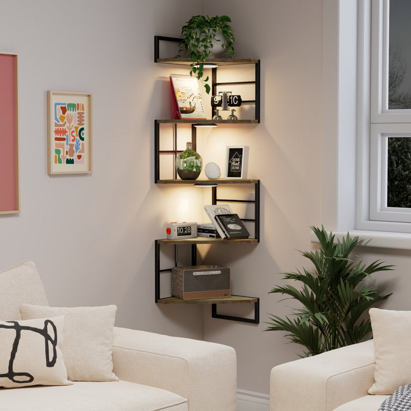 Floating Corner Shelves With Light