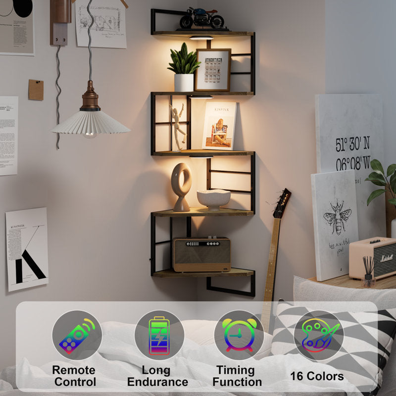 Floating Corner Shelves With Light