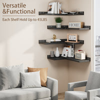 4-tier L-shaped Pine Wood Wall Shelf