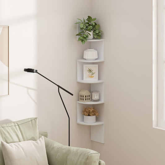 Traeshon Wrought Studio Gionnie 5-Tier Wall Mount Floating Radial Corner Shelf