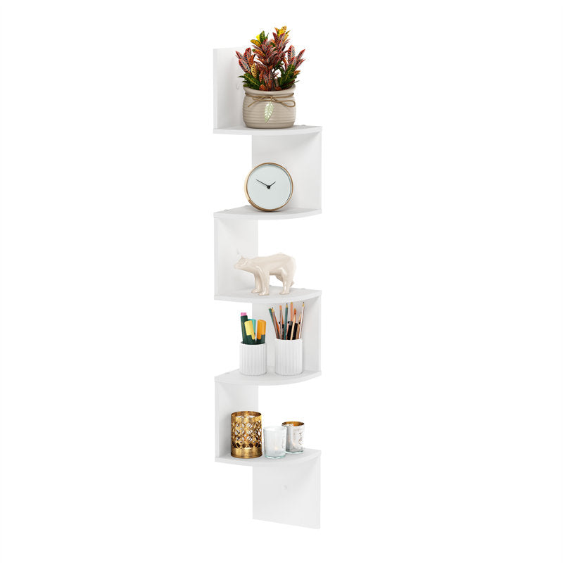 Traeshon Wrought Studio Gionnie 5-Tier Wall Mount Floating Radial Corner Shelf