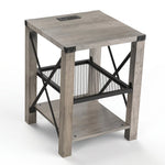 Eidelweiss Tall End Table with USB Ports and Open Shelves