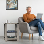 Eidelweiss Tall End Table with USB Ports and Open Shelves