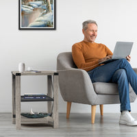 Eidelweiss Tall End Table with USB Ports and Open Shelves
