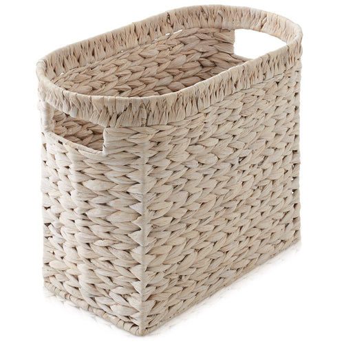 Magazine Holder Storage Basket with Handles - Whitewash - Bathroom Bin