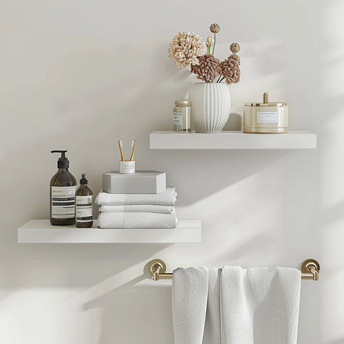 Wide Wood Floating Shelves Set for Bathroom, Kitchen, Bedroom, Wall Shelf Display Shelves