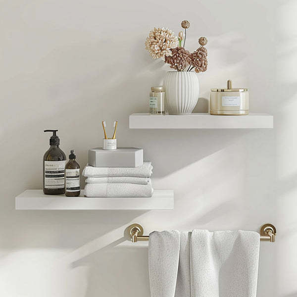 Wide Wood Floating Shelves Set for Bathroom, Kitchen, Bedroom, Wall Shelf Display Shelves