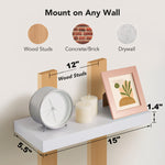 Wide Wood Floating Shelves Set for Bathroom, Kitchen, Bedroom, Wall Shelf Display Shelves