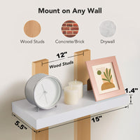 Wide Wood Floating Shelves Set for Bathroom, Kitchen, Bedroom, Wall Shelf Display Shelves