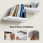 Wide Wood Floating Shelves Set for Bathroom, Kitchen, Bedroom, Wall Shelf Display Shelves