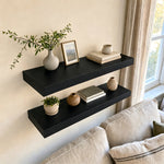 2-Piece 9.3" Extra Deep Wood Floating Shelves, Modern Design Wall Mount Display Shelves