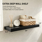 2-Piece 9.3" Extra Deep Wood Floating Shelves, Modern Design Wall Mount Display Shelves