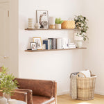 60 Inch Long Floating Bookshelf For Living Room, Hanging Shelves For Wall, Rustic & Boho
