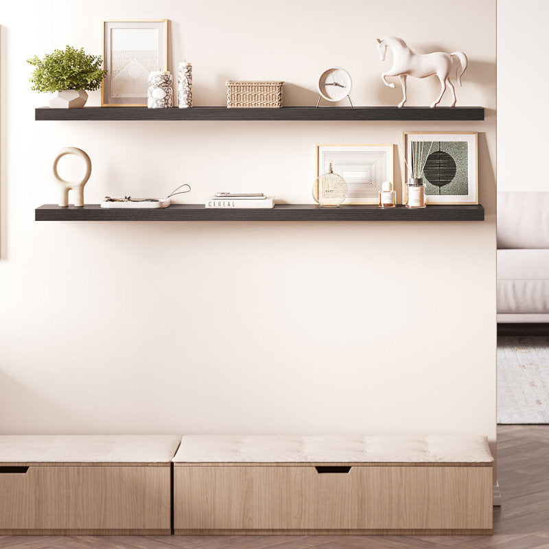 Miami 60" Floating Shelves, Long Wall Mounted Wood Shelves, 8" Depth