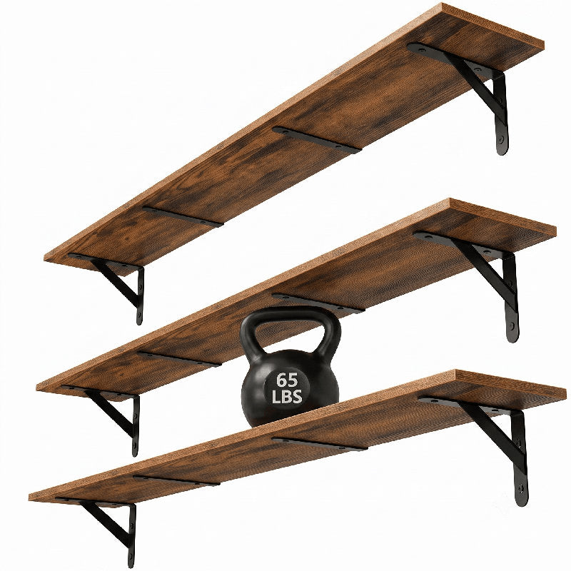 Floating Shelves for Wall 32″W x 8″D, Long Wall Mounted Shelves Set of 3, Wood Book