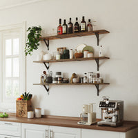 Floating Shelves for Wall 32″W x 8″D, Long Wall Mounted Shelves Set of 3, Wood Book
