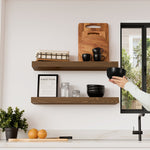 Solid Wood Floating Shelves, Wooden Shelves for Wall Storage