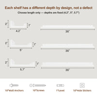 Parece Wall-Mounted Floating Shelves for Bedroom, Living Room