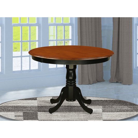 Round Wood Pedestal Dining Table, Linen White & Cherry
