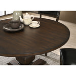Round Wood Pedestal Dining Table, Walnut & Black