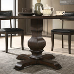 Round Wood Pedestal Dining Table, Walnut & Black