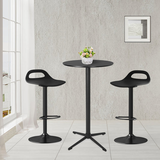 Round Metal Base Height-Adjustable Dining Table