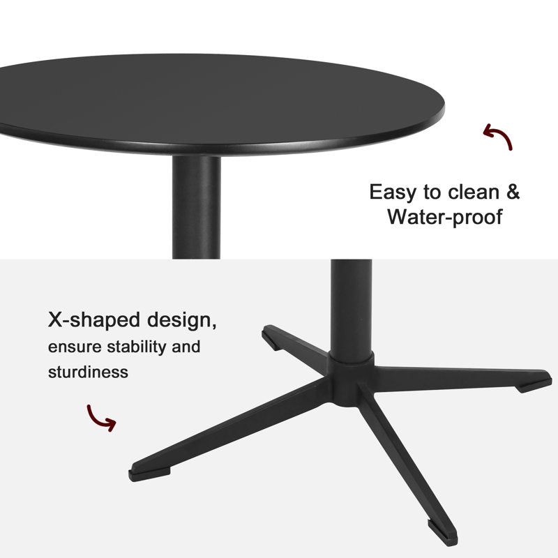 Round Metal Base Height-Adjustable Dining Table