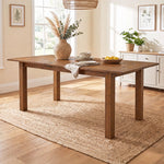 Rectangular Extendable Solid Reclaimed Pine Dining Table, Seats 4-6