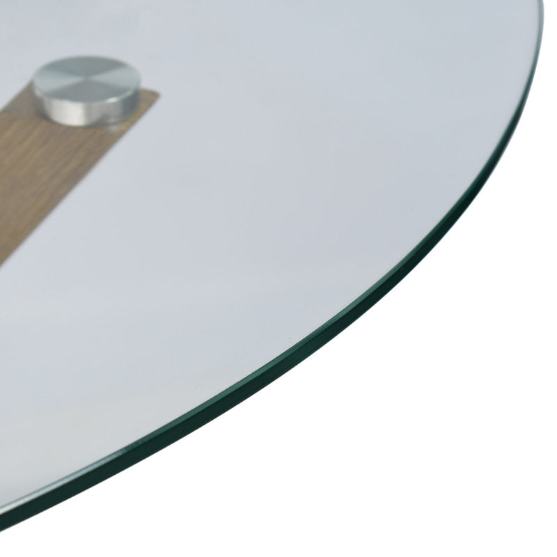 Jablon 39.4" Round Glass Top Metal Base Dining Table