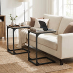Faux Marble C-Shaped End Table Set (Set of 2)