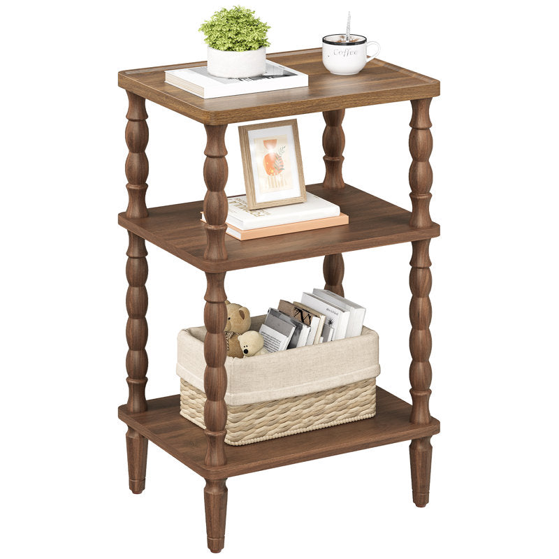 3-Tier Small End Table with Solid Wood Legs