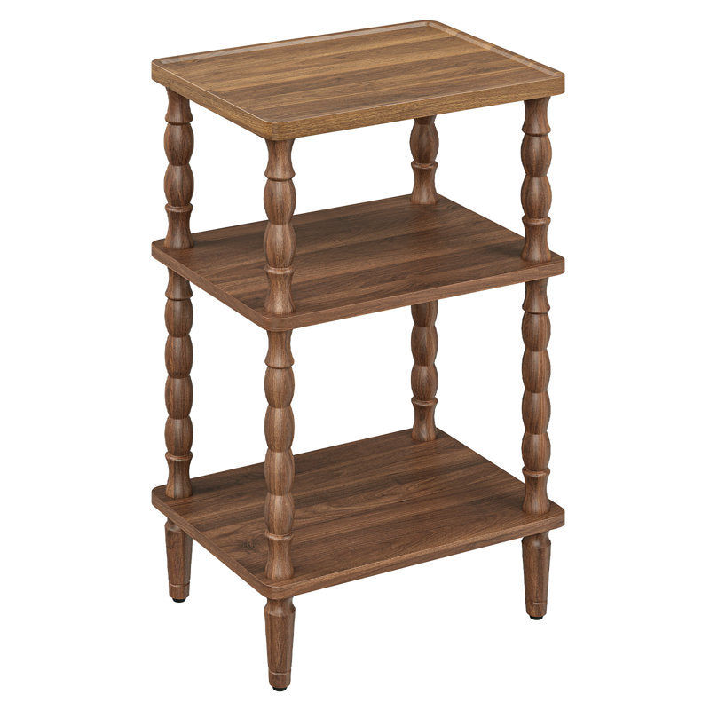 3-Tier Small End Table with Solid Wood Legs