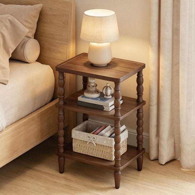3-Tier Small End Table with Solid Wood Legs