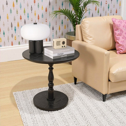 Round Side Table with Turned-Column Legs