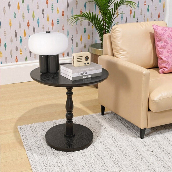 Round Side Table with Turned-Column Legs