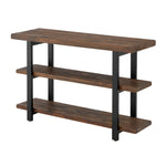 Rundell 48" Wide Rustic Industrial Solid Wood And Metal Frame Media Console Table With 2 Shelves