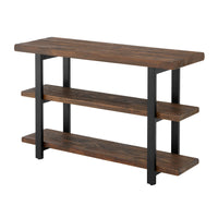 Rundell 48" Wide Rustic Industrial Solid Wood And Metal Frame Media Console Table With 2 Shelves