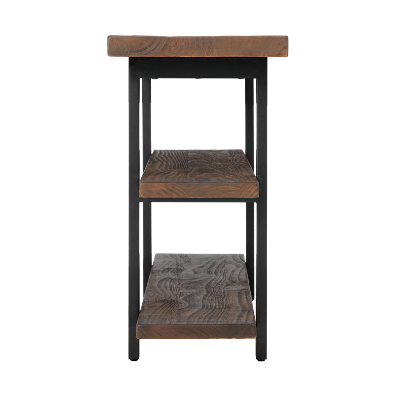 Rundell 48" Wide Rustic Industrial Solid Wood And Metal Frame Media Console Table With 2 Shelves